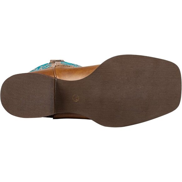 Tan Cowboy Boots For Women Wide Square Toe Mid Calf Ladies Western Cowgirl Boots - Picture 7 of 9
